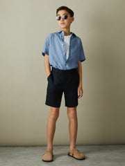 9-13 yrs Short Sleeve Linen Shirt Sky Blue | Children