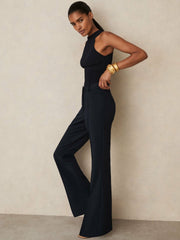 Petite Flared Suit Trousers Navy | Womens