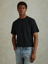 Textured Crew-Neck T-Shirt Navy | Mens