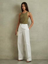 Cotton Wide Leg Suit Trousers White | Womens