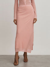 Carrie Pink Anna Quan Sheer Ribbed Knitted Midi Skirt Pink | Womens