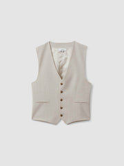 Slim Fit Single Breasted Waistcoat Stone | Mens