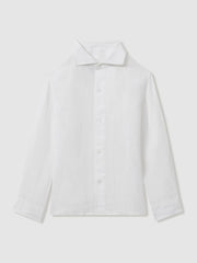 9-13 yrs Linen Cutaway Collar Shirt White | Children