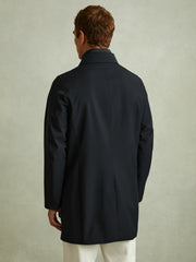 Hybrid Removable Funnel Neck Overcoat Navy | Mens
