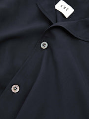 | Ché Cuff Detail Cuban Collar Shirt Navy | Mens