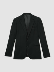 Wool-Blend Single-Breasted Suit Jacket Slim-Fit Black | Mens