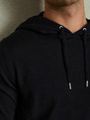 Merino Wool Drawstring Hoodie Navy | Mens
