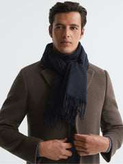Wool and Cashmere Scarf Navy | Mens