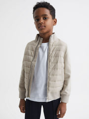 3-9 yrs Funnel Neck Quilted Hybrid Jacket Stone | Children