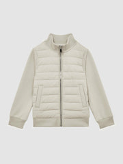 3-9 yrs Funnel Neck Quilted Hybrid Jacket Stone | Children