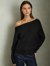 Asymmetric Draped Knitted Jumper Black | Womens