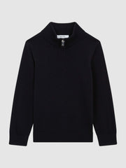 3-9 yrs Merino Wool Zip-Neck Jumper Navy | Children