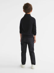3-9 yrs Merino Wool Zip-Neck Jumper Navy | Children