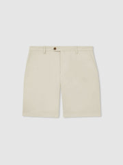 Cotton Chino Shorts With Stretch Stone | Mens