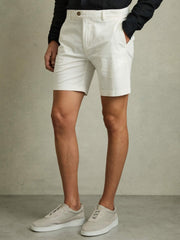 Short Length Casual Chino Shorts White | Mens