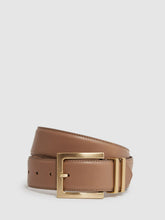 Leather Square Buckle Belt Camel/Taupe | Womens