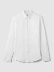 Slim-Fit Button-Down Collar Cotton Oxford Shirt White | Mens