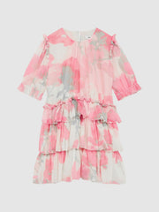 4-9 yrs Printed Tiered Dress Pink Print | Children