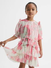 4-9 yrs Printed Tiered Dress Pink Print | Children