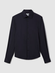 Regular Fit Button-Through Travel Shirt Navy | Mens