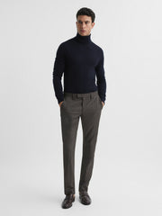 Slim Fit Merino Wool Roll Neck Jumper Navy | Mens
