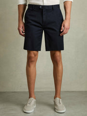 Cotton Chino Shorts with Stretch Navy | Mens