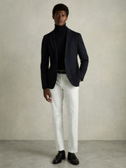 Slim Fit Washed Cotton Blend Chinos White | Mens