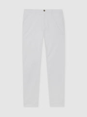 Slim Fit Washed Cotton Blend Chinos White | Mens