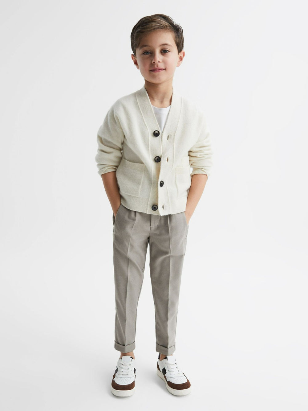 9-14 yrs Relaxed Elasticated Trousers with Turn-Ups Taupe | Children