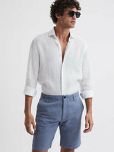 Cotton-Linen Blend Shorts Airforce Blue | Mens