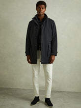 Hybrid Removable Funnel Neck Overcoat Navy | Mens