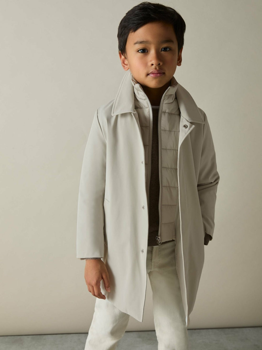 3-9 yrs Gabardine Coat with Removable Gilet Stone | Children