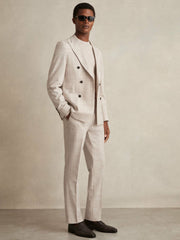 Check Regular-Fit Suit Trousers Stone | Mens