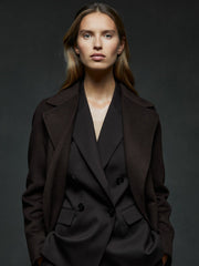 Petite Wool Blend Double Breasted Blindseam Coat Chocolate | Womens