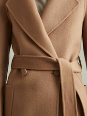 Petite Wool Blend Double Breasted Blindseam Coat Light Camel | Womens