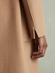 Wool Blend Double Breasted Blindseam Coat Light Camel | Womens