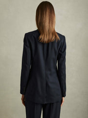 Textured Single Breasted Suit Blazer Navy | Womens