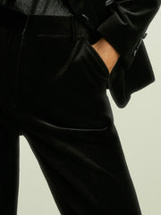 Velvet Flared Suit Trousers Black | Womens