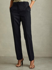 Textured Slim Fit Suit Trousers Navy | Womens