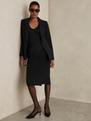 Petite Tailored Midi Suit Skirt Black | Womens