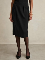 Petite Tailored Midi Suit Skirt Black | Womens