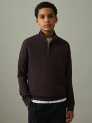 9-13 yrs Two Pack Of Merino Wool Zip-Neck Jumpers Navy/Dark Bordeaux | Children