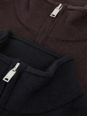 9-13 yrs Two Pack Of Merino Wool Zip-Neck Jumpers Navy/Dark Bordeaux | Children