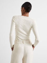 Atelier Knitted Silk-Blend Top Off White | Womens
