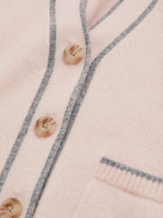 9-13 yrs Wool-Blend Stripe-Detail Cardigan With Cashmere Pink | Children