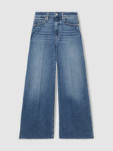 Paige Wide Leg Raw Hem Cropped Jeans Rock Show Blue | Womens