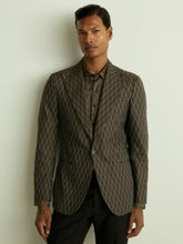 Monogram-Jacquard Twill Blazer Chocolate Brown | Mens