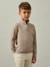 3-9 yrs Merino Wool Half-Zip Funnel Neck Jumper Wheat Melange | Children