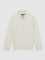 9-13 yrs Merino Wool Half-Zip Funnel Neck Jumper Snow | Children