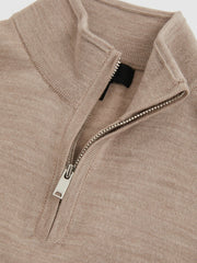9-13 yrs Merino Wool Half-Zip Funnel Neck Jumper Wheat Melange | Children